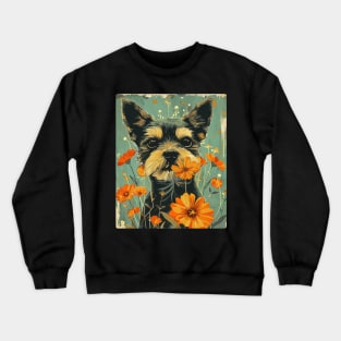 Yorkshire Terrier dog Flowers Photo Art Design For Dog Onwer Crewneck Sweatshirt